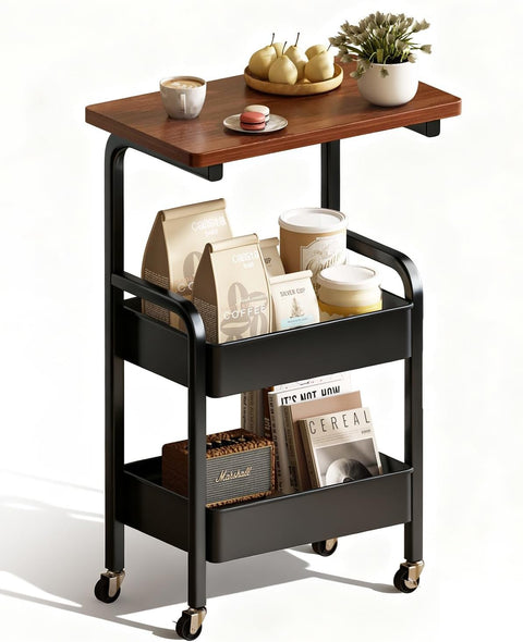 3 Tier Metal Rolling Utility Cart Organizer
