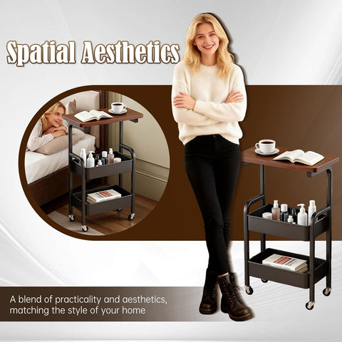 3 Tier Metal Rolling Utility Cart Organizer